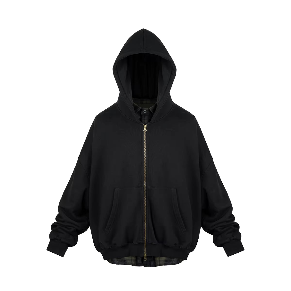 Streetwear Contrast Color Fake Two Pieces Shirts Jacket for Men and Women Patchwork Loose Casual Windbreaker Hooded Coat