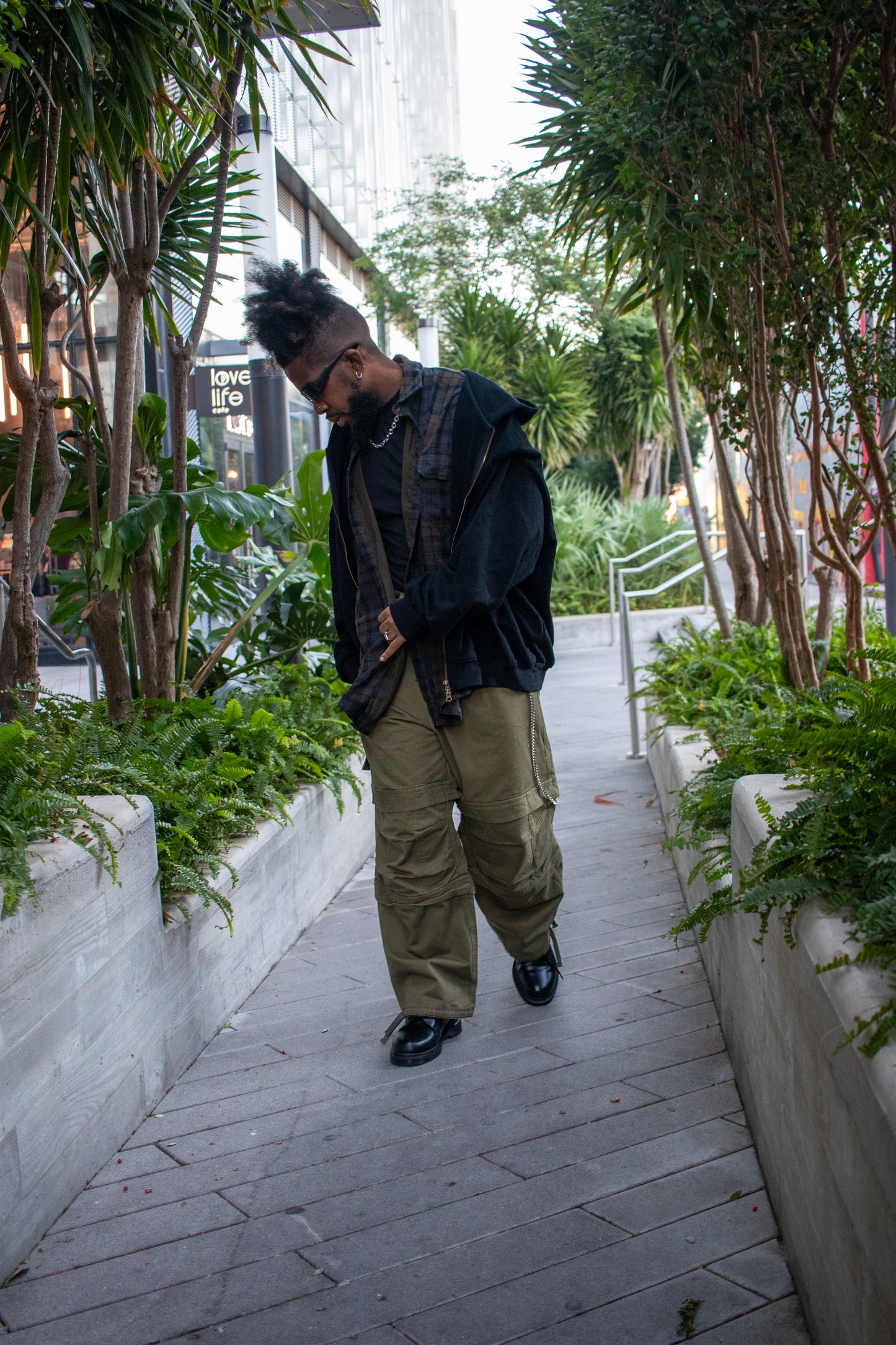 Contrast Layered 2 Piece Flannel Hoodie