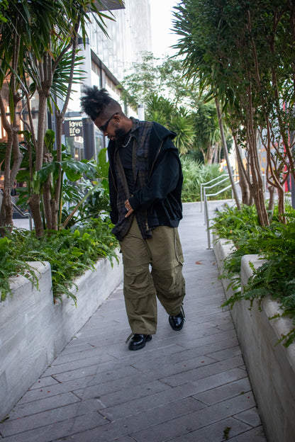 Contrast Layered 2 Piece Flannel Hoodie