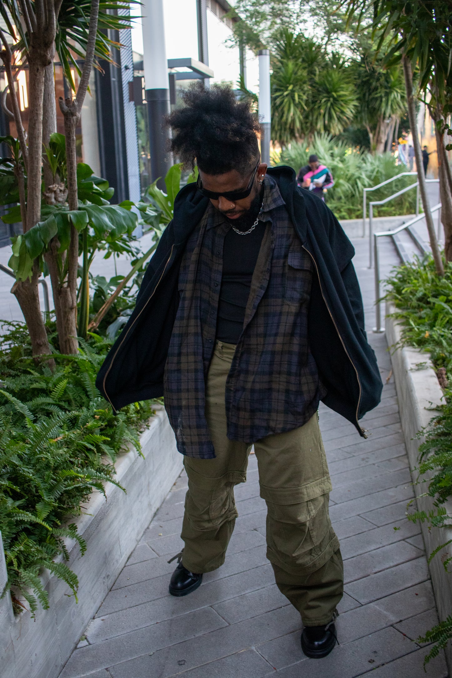 Contrast Layered 2 Piece Flannel Hoodie