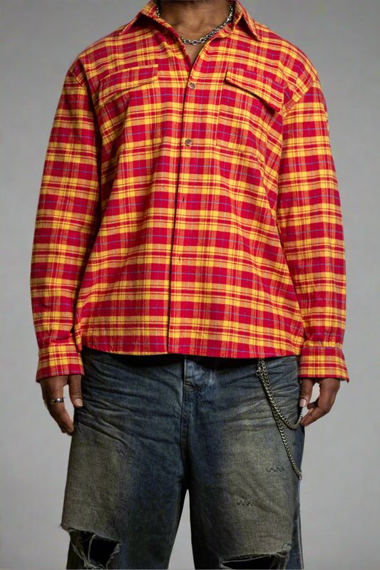 Yellow & Red Checkered Plaid Shirt