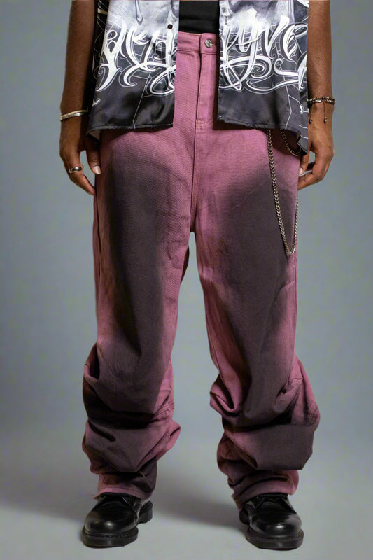 Washed Draped Painter Wide-Leg Jeans