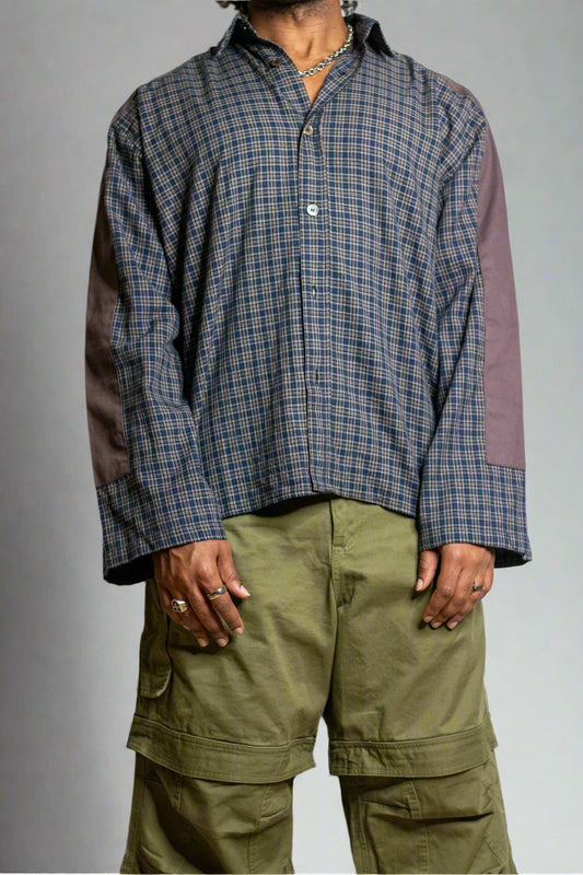 Contrast Checkered Plaid LS Shirt